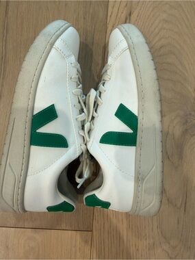 White Veja Sneakers with Green Accent